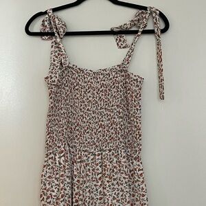 Floral Smocked Jumpsuit with Tie Straps